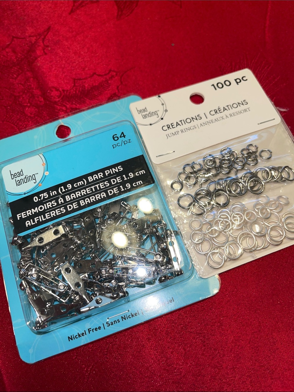 Bead Landing Silver Bar Pins and Jump Rings Set - Silver